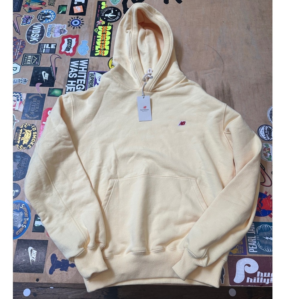 New Balance Made in USA Hoodie Pale Yellow MT41 Mens Small hoodie‎ Sweatshirt